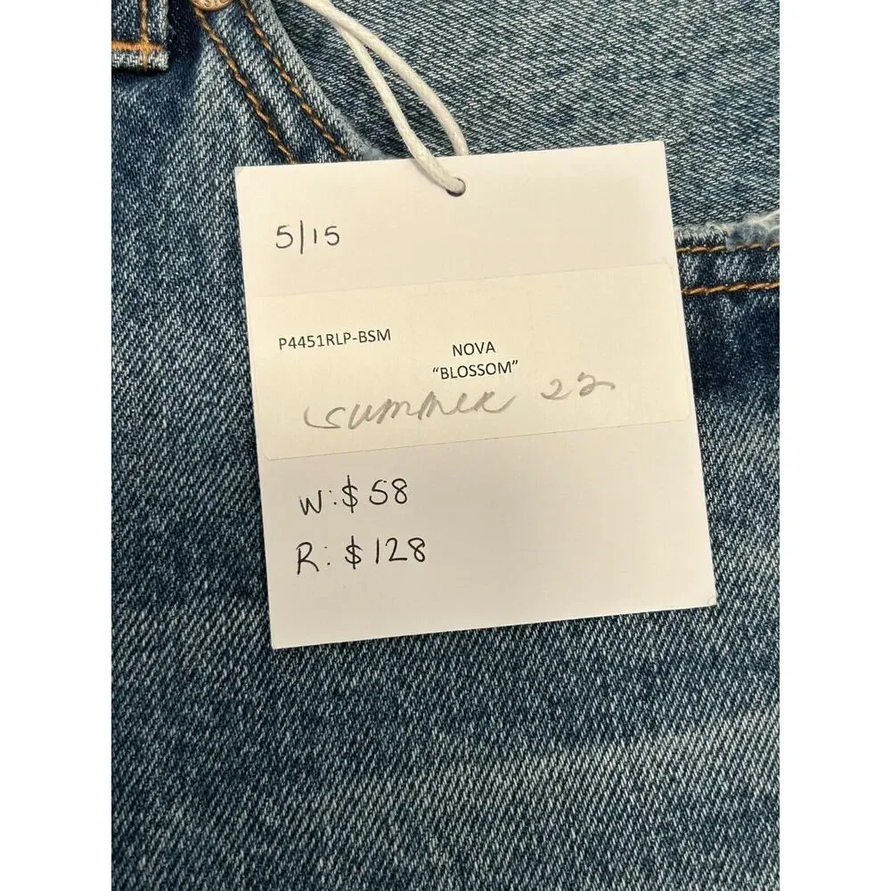 PISTOLA Nova Blossom Shorts Womens Size 26 Blue Denim Pockets Button Fly Outdoor